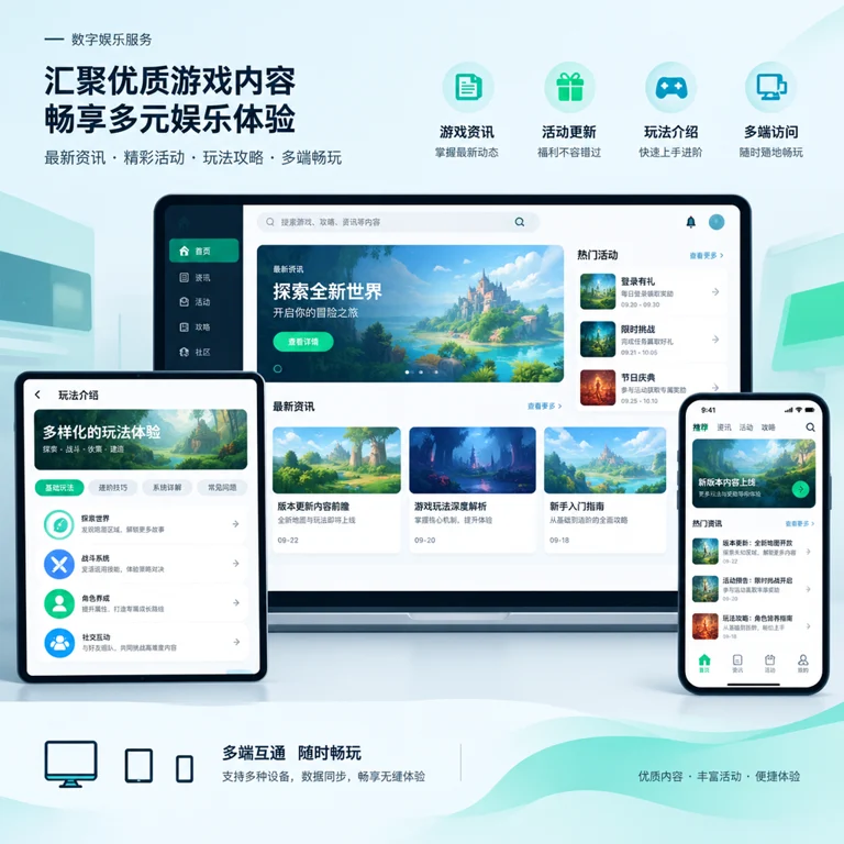 PG电子数字内容服务与多端访问场景示意图